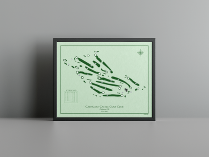 Cathcart Castle Golf Club golf course print, green frame
