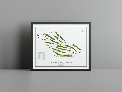 Cathcart Castle Golf Club golf course print, white frame