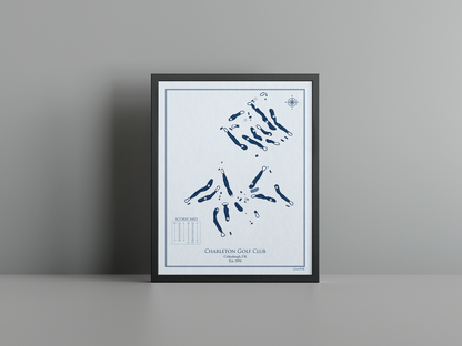 Charleton Golf Club golf course print, blue frame