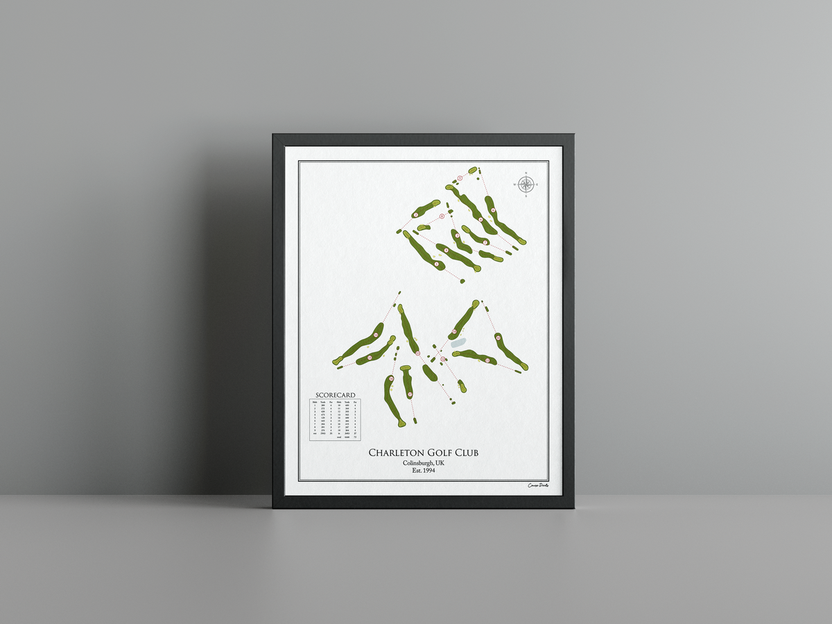 Charleton Golf Club golf course print, white frame
