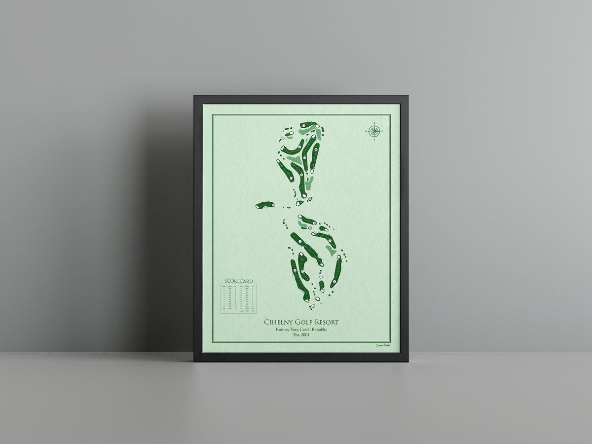 Cihelny Golf Resort golf course print, green frame