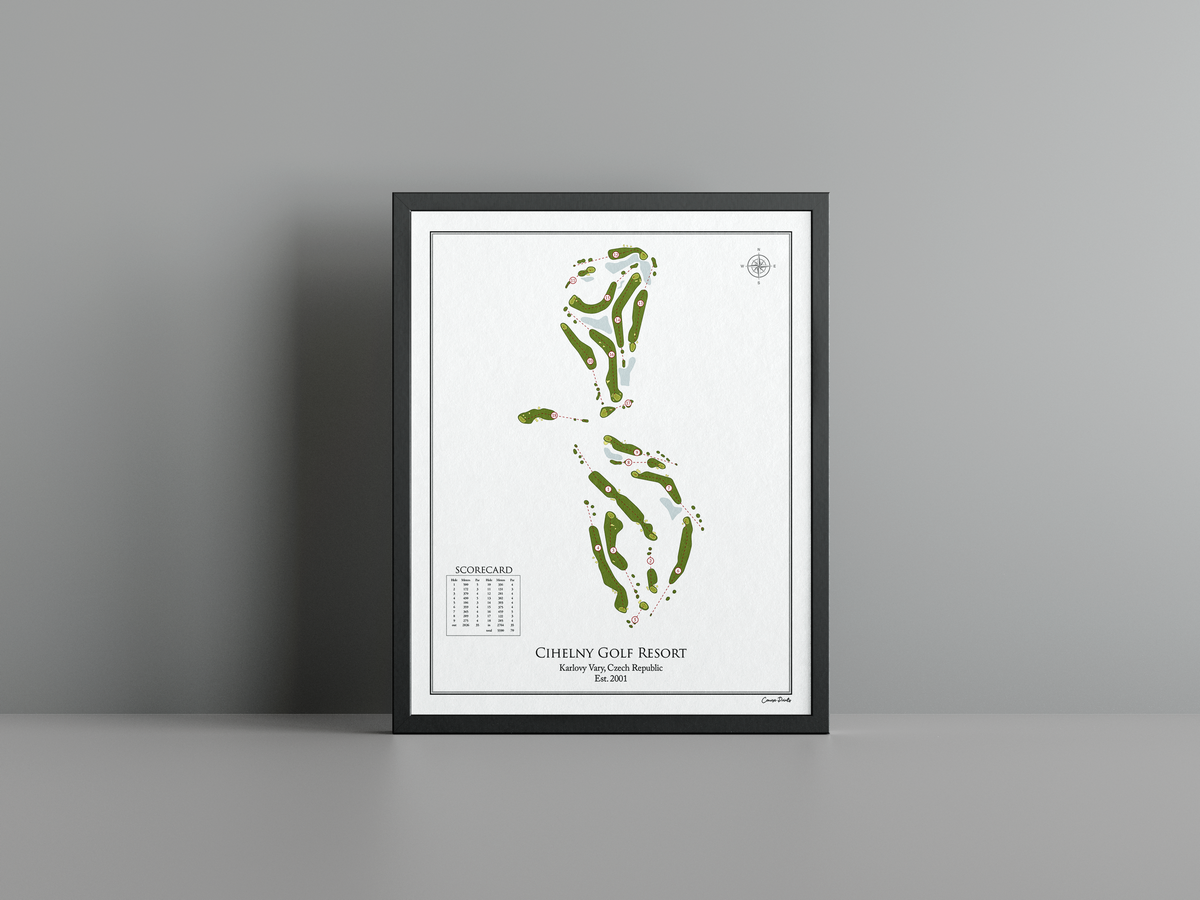 Cihelny Golf Resort golf course print, white frame