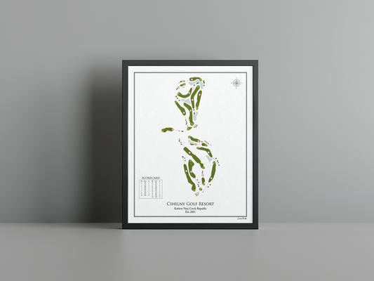 Cihelny Golf Resort golf course print, white frame