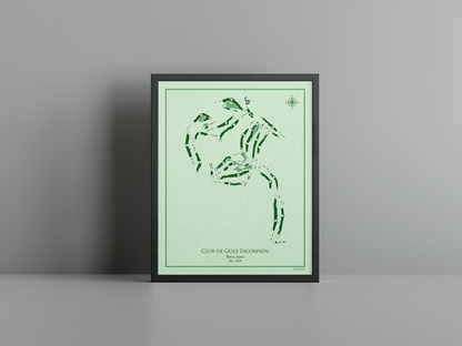 Club de Golf Escorpión golf course print, green frame