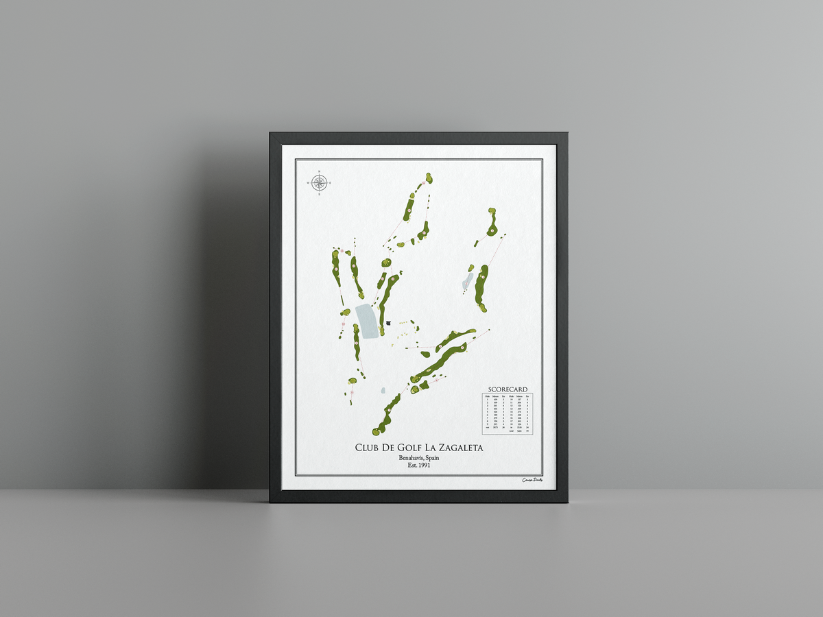 Club de Golf La Zagaleta - New Course golf course print, white frame