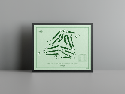 Conwy Caernarvonshire Golf Club golf course print, green frame