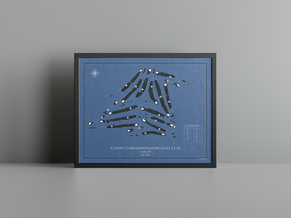 Conwy Caernarvonshire Golf Club golf course print, navy frame