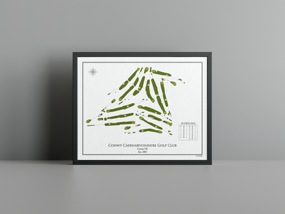 Conwy Caernarvonshire Golf Club golf course print, white frame