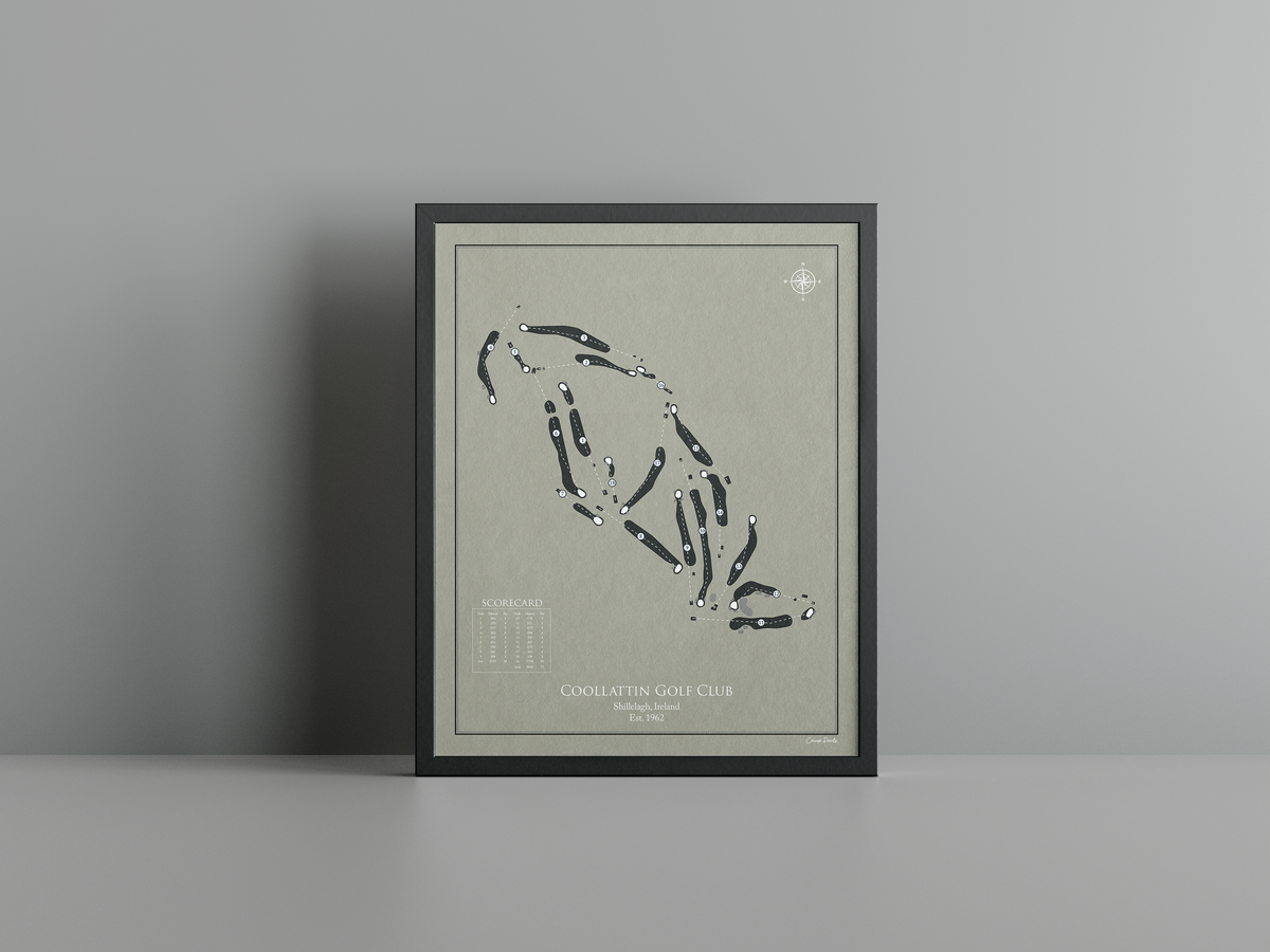 Coollattin Golf Club golf course print, brown frame