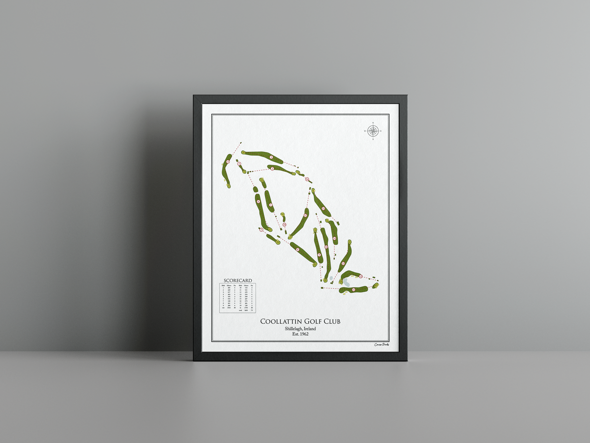 Coollattin Golf Club golf course print, white frame