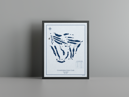 Courtown Golf Club golf course print, blue frame