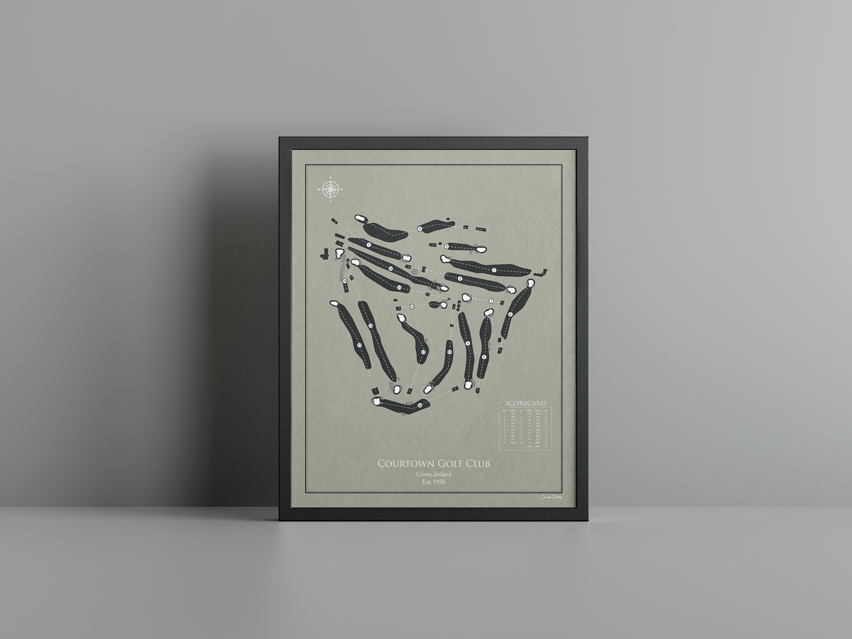 Courtown Golf Club golf course print, brown frame