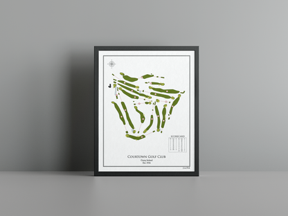Courtown Golf Club golf course print, white frame