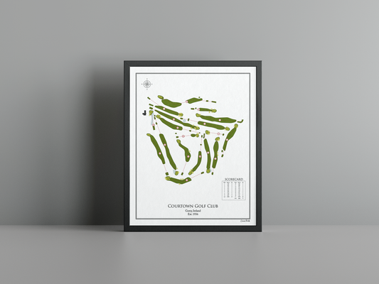Courtown Golf Club golf course print, white frame