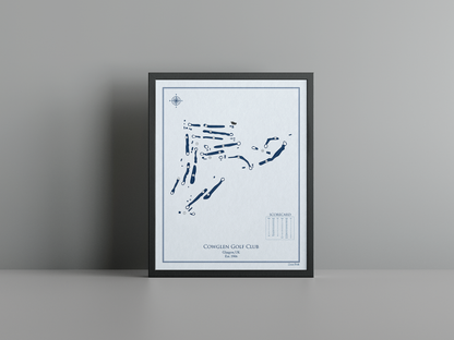 Cowglen Golf Club golf course print, blue frame