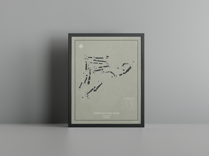 Cowglen Golf Club golf course print, brown frame