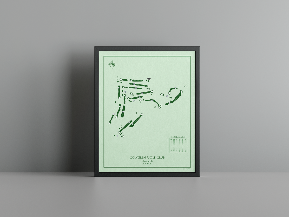 Cowglen Golf Club golf course print, green frame