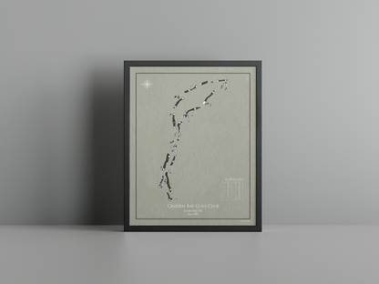 Cruden Bay Golf Club golf course print, brown frame