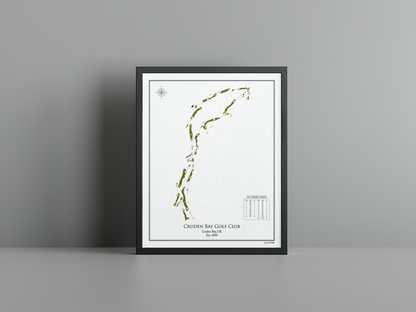 Cruden Bay Golf Club golf course print, white frame