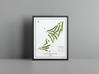 Dalmilling Golf Club golf course print, white frame