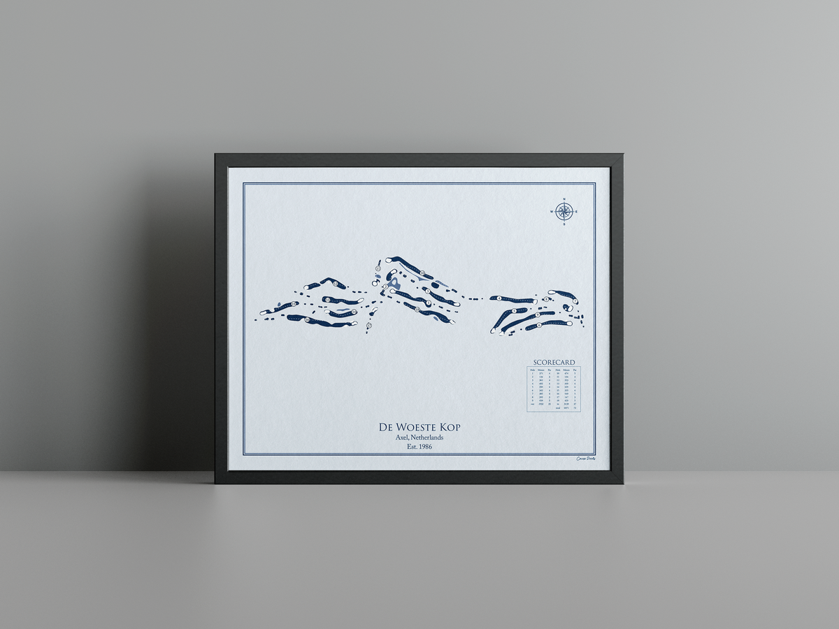 De Woeste Kop golf course print, blue frame