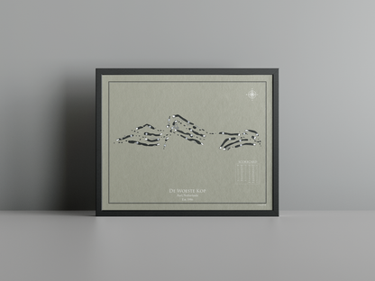 De Woeste Kop golf course print, brown frame