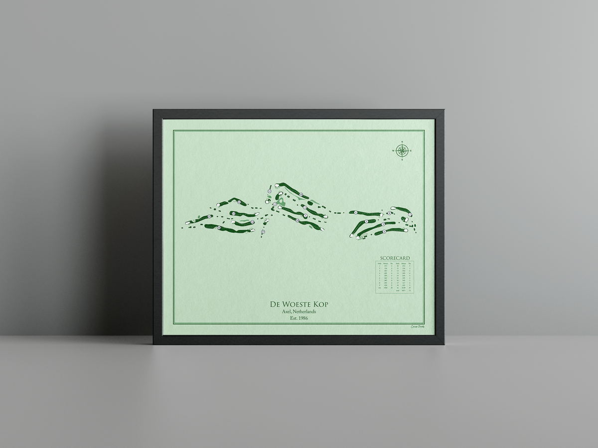 De Woeste Kop golf course print, green frame