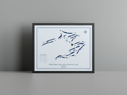 Deer Park Golf and Country Club golf course print, blue frame