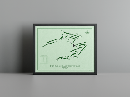 Deer Park Golf and Country Club golf course print, green frame