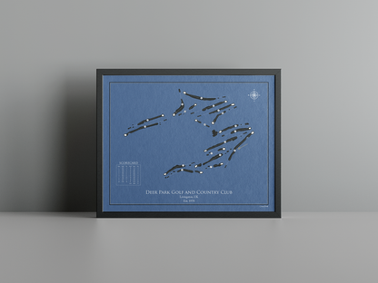 Deer Park Golf and Country Club golf course print, navy frame