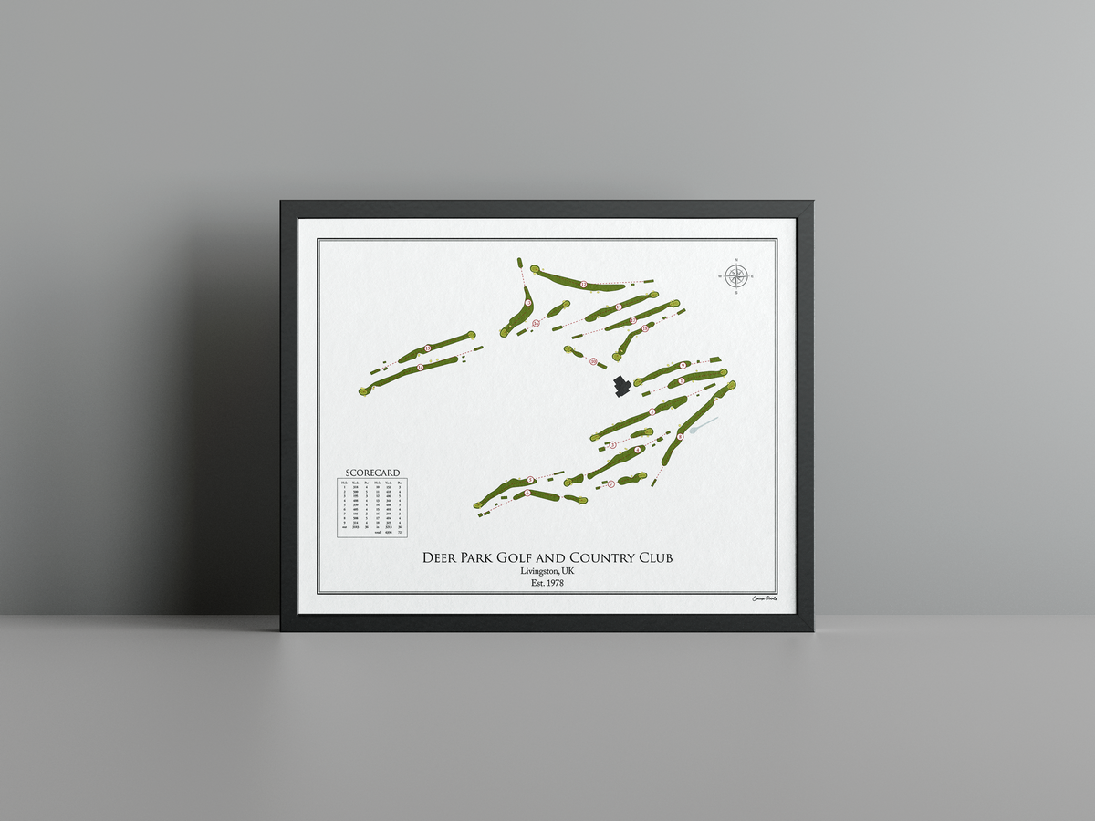 Deer Park Golf and Country Club golf course print, white frame