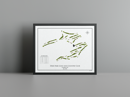 Deer Park Golf and Country Club golf course print, white frame