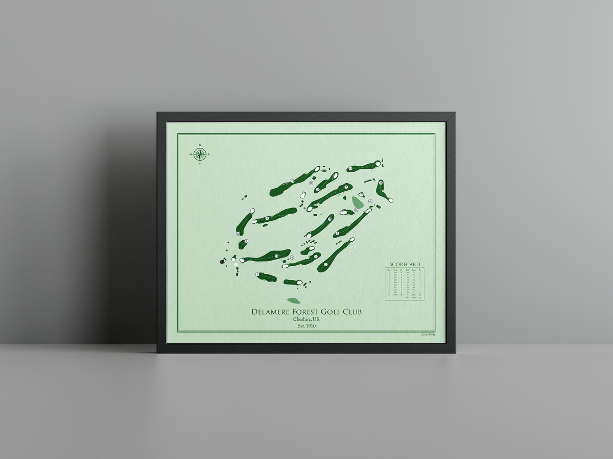 Delamere Forest Golf Club golf course print, green frame