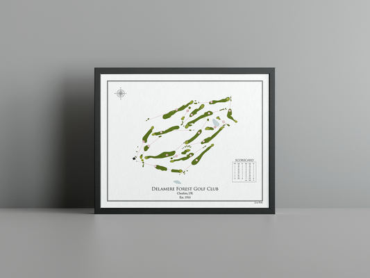 Delamere Forest Golf Club golf course print, white frame