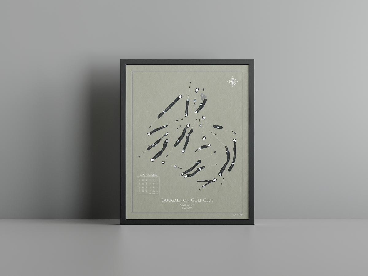 Dougalston Golf Club golf course print, brown frame
