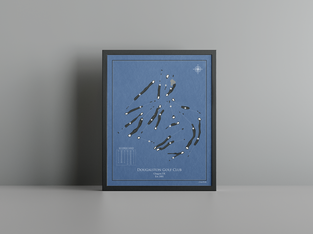 Dougalston Golf Club golf course print, navy frame