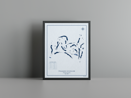 Drammen Golfklubb golf course print, blue frame