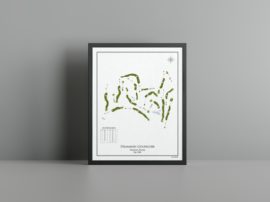 Drammen Golfklubb golf course print, white frame