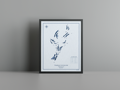 Drøbak Golfklubb golf course print, blue frame