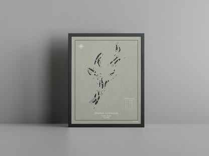 Drøbak Golfklubb golf course print, brown frame
