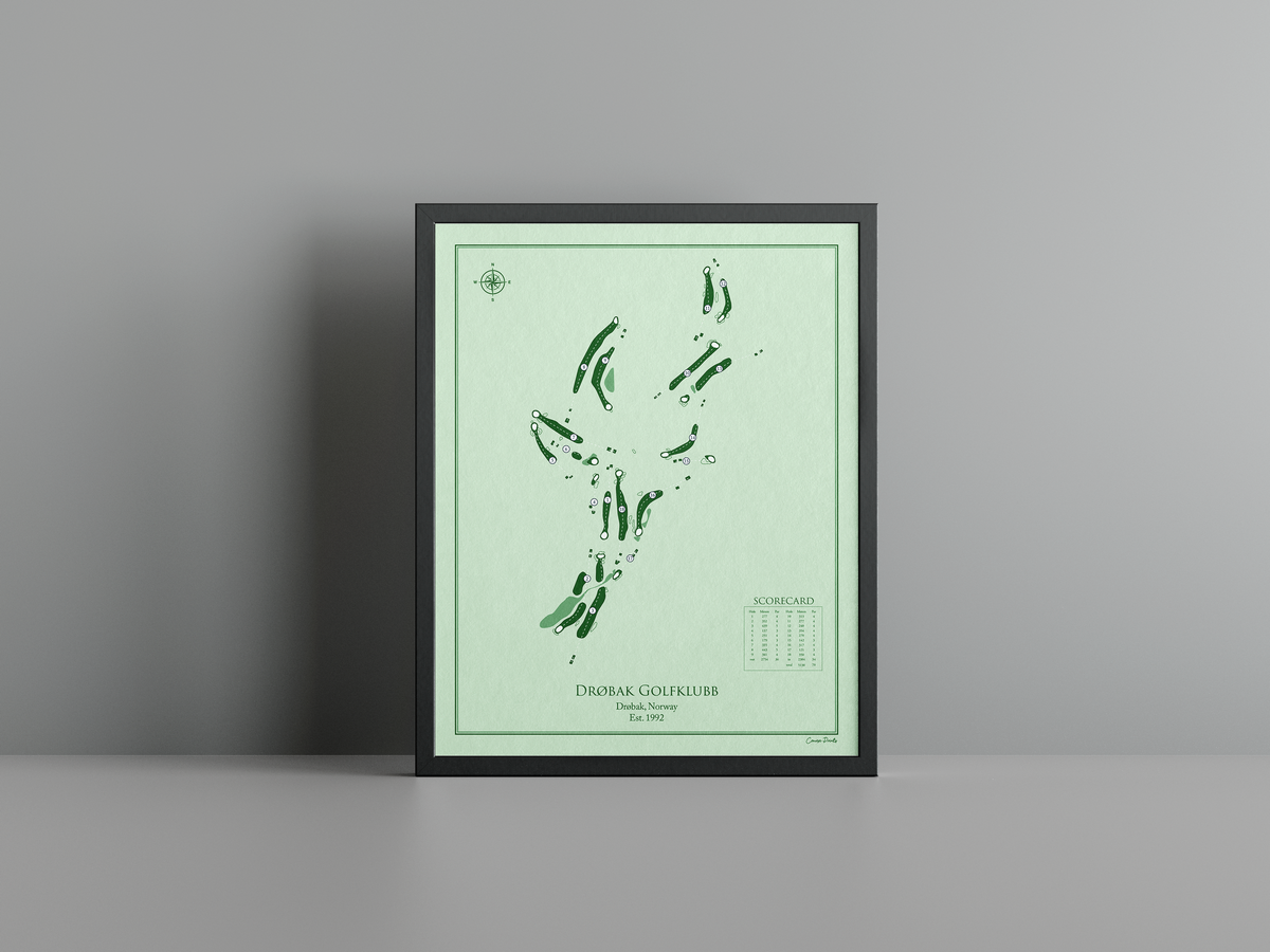Drøbak Golfklubb golf course print, green frame