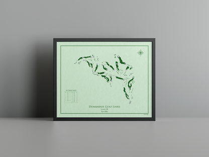Dumbarnie Golf Links golf course print, green frame