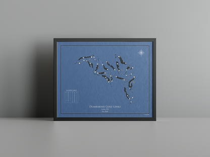 Dumbarnie Golf Links golf course print, navy frame