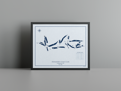 Dunaverty Golf Club golf course print, blue frame