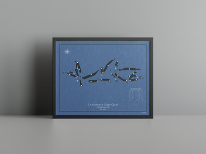 Dunaverty Golf Club golf course print, navy frame