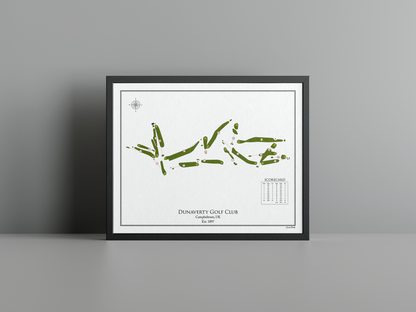 Dunaverty Golf Club golf course print, white frame