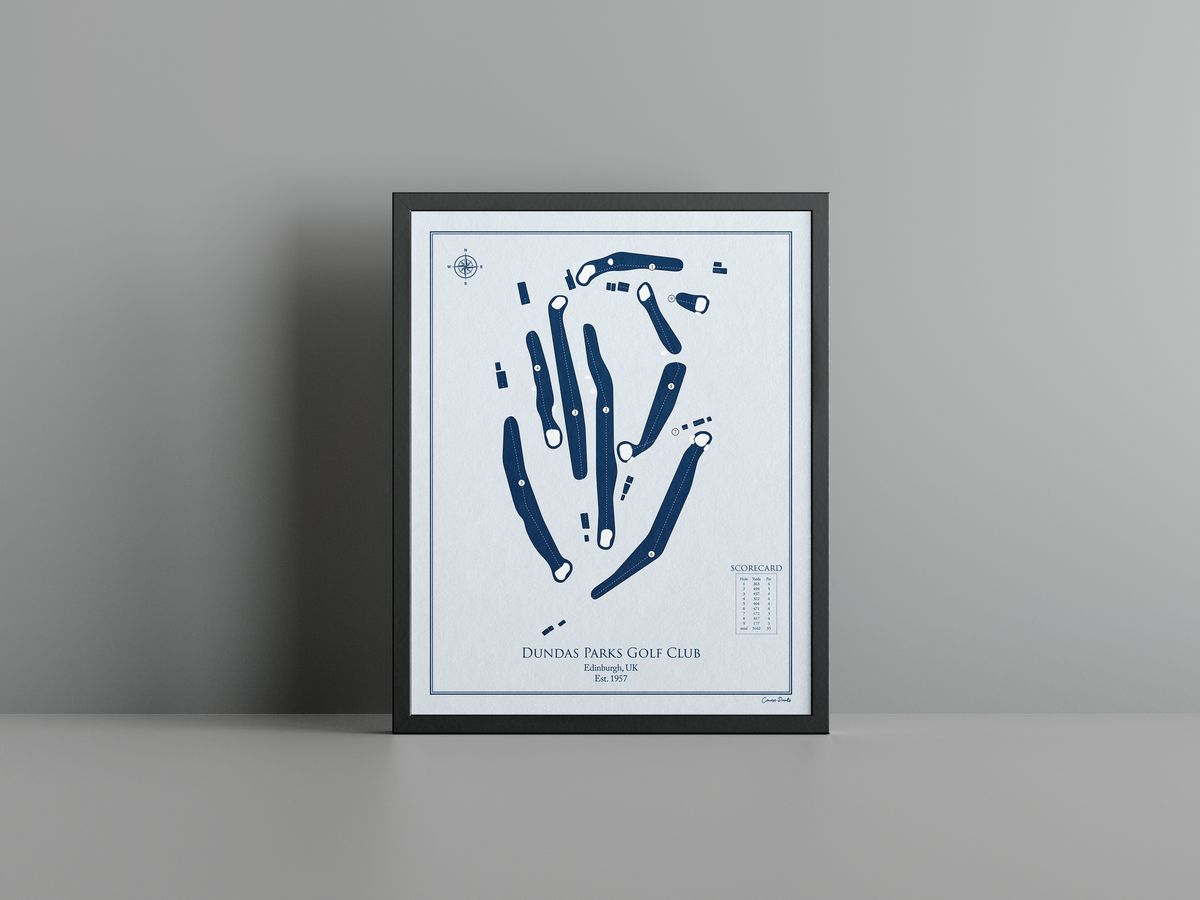 Dundas Parks Golf Club golf course print, blue frame