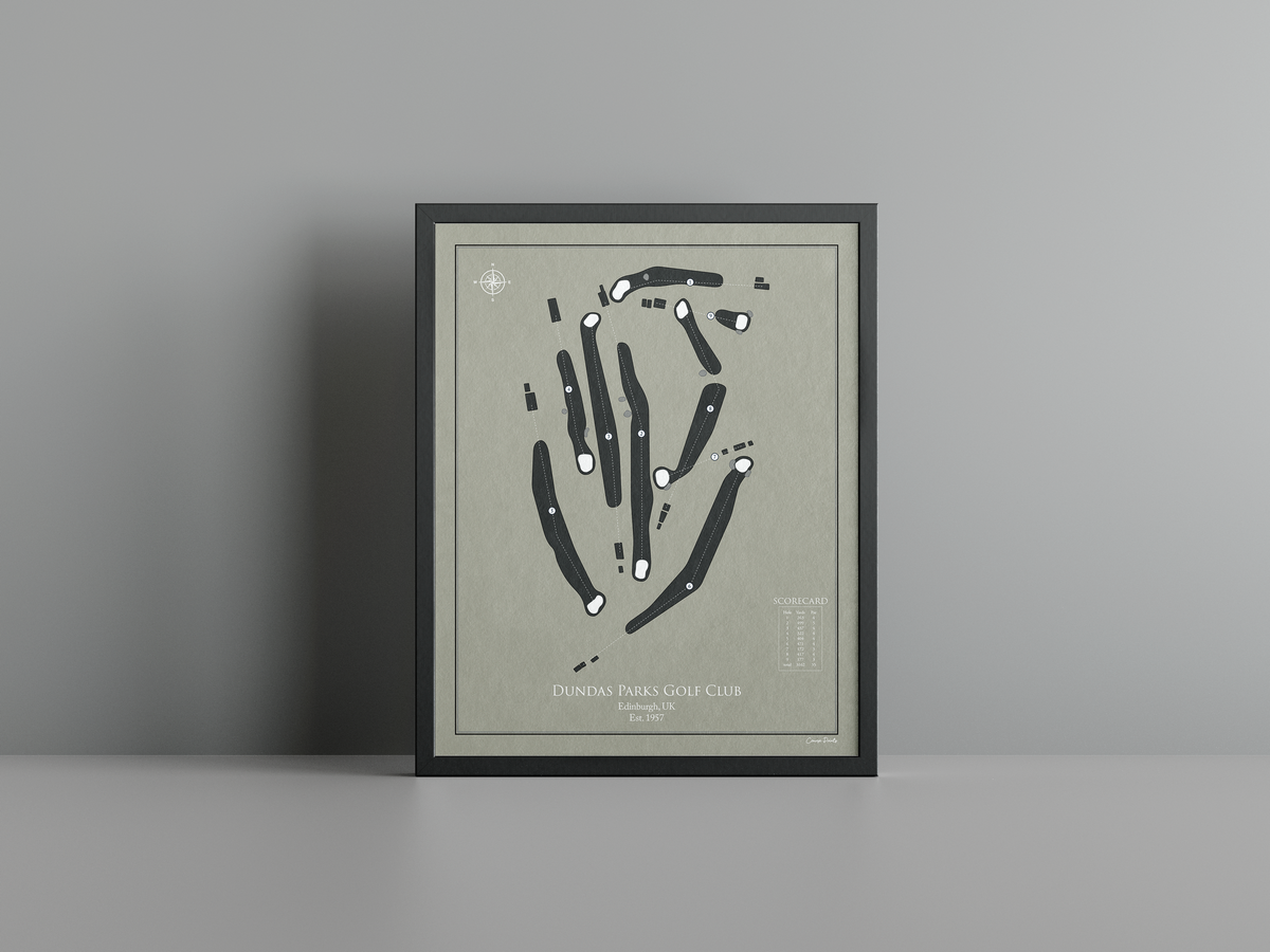Dundas Parks Golf Club golf course print, brown frame