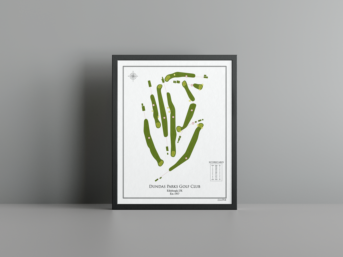 Dundas Parks Golf Club golf course print, white frame