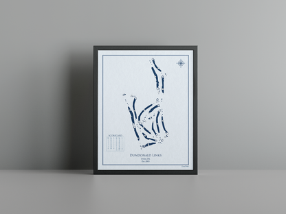 Dundonald Links golf course print, blue frame